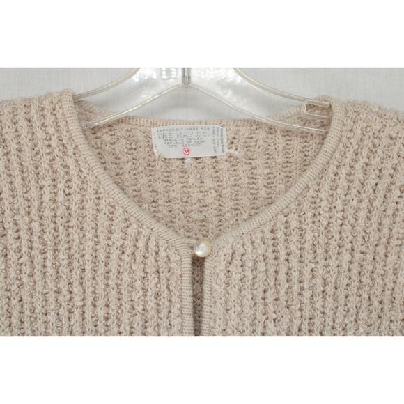 VTG May Co Sweater Cardigan Women's M Beige Boho Buttons Grandmacore Old Money - Picture 7 of 8